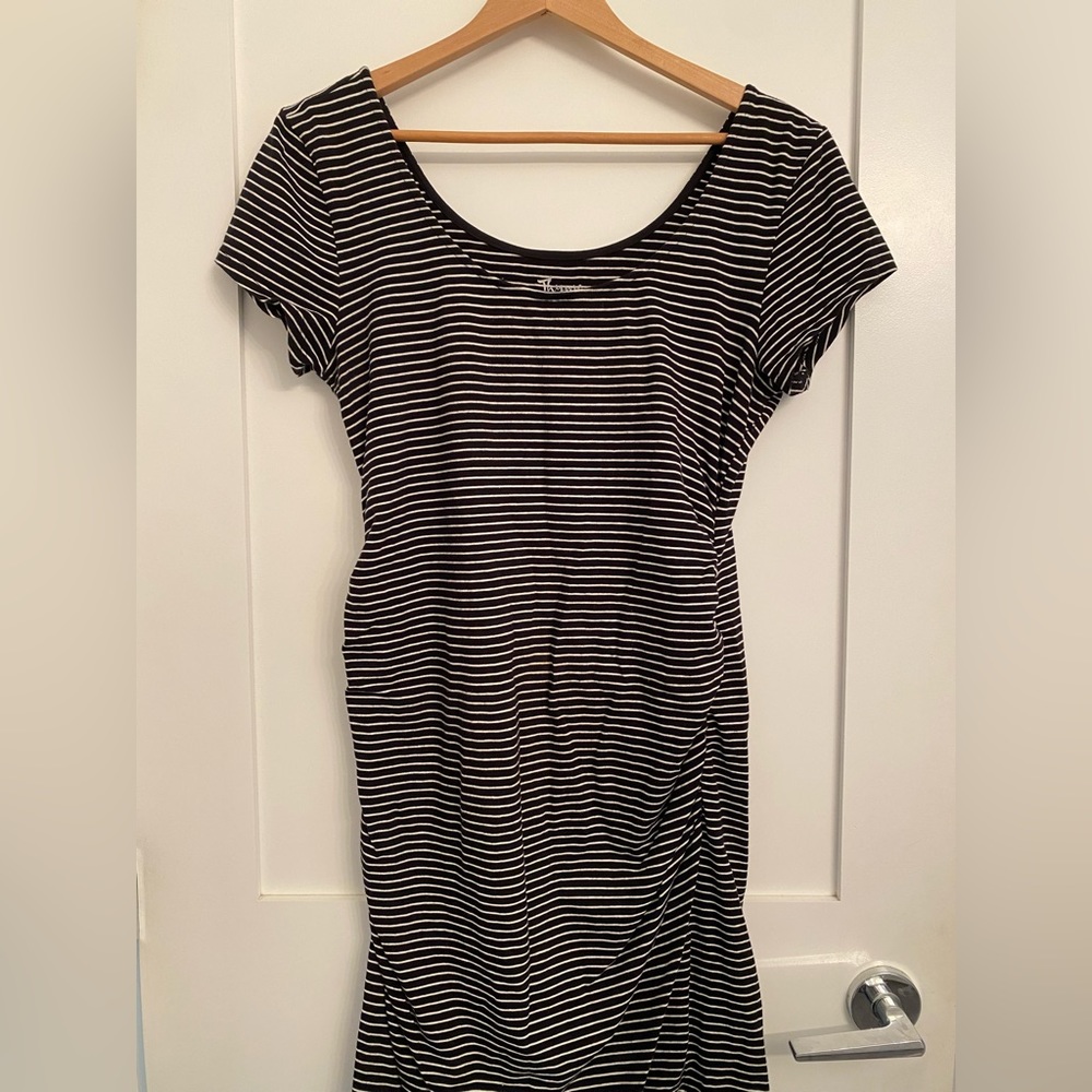 Black + White Striped Maternity Dress
